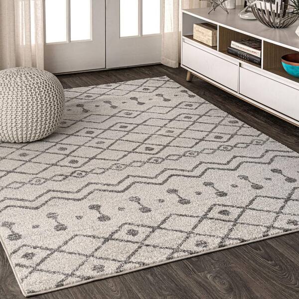 Aksil Moroccan Beni Souk Cream/Gray 4 ft. x 6 ft. Area Rug