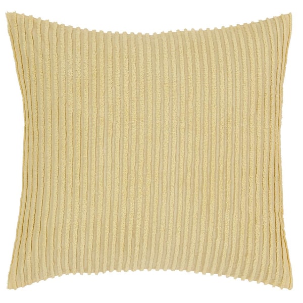 Better Trends Julian Collection in Solid Stripes Design Yellow Euro 100% Cotton Tufted Chenille Sham