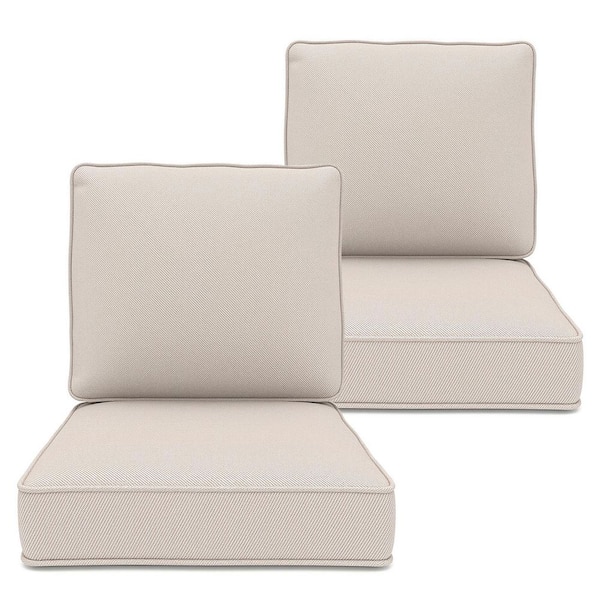 23 in. x 24 in. x 4 in. 4 Piece High-Density Foam Deep Seat Patio Cushions, Fade Resistant Outdoor Cushions in Beige