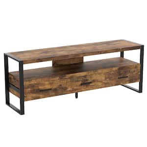 Tv Stand 59 in. L Brown Reclaimed Wood 3-Drawers 1-Shelf