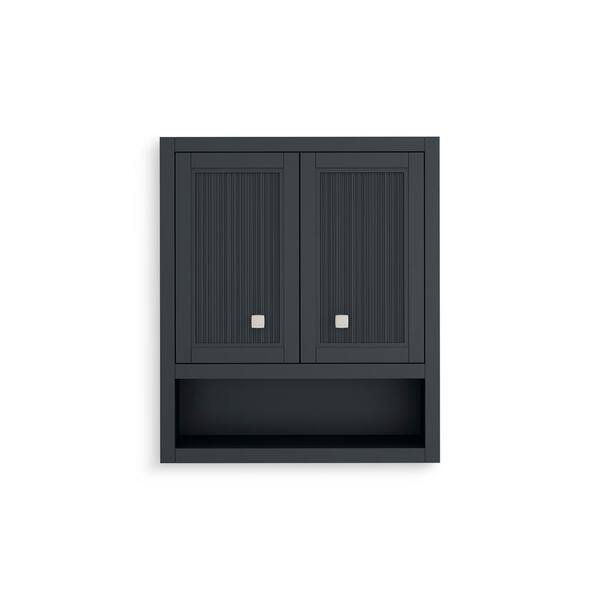 KOHLER Hearthaven 24-in x 28-in x 10-in Slate Grey Soft Close Bathroom Wall Cabinet