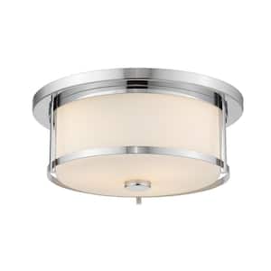 13.75 in. 5-Light Chrome Flush Mount with Matte Opal Shade