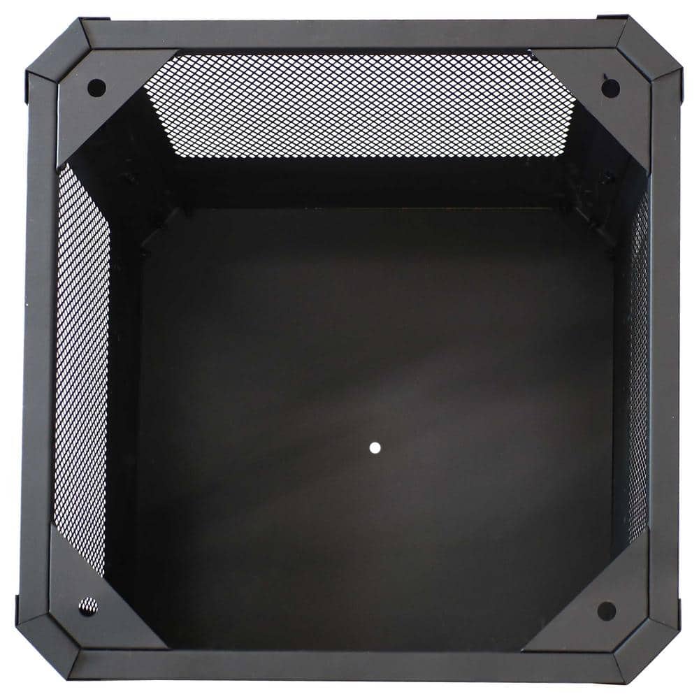 Grelha Black Steel Square Wood-Burning Fire Pit with Grill