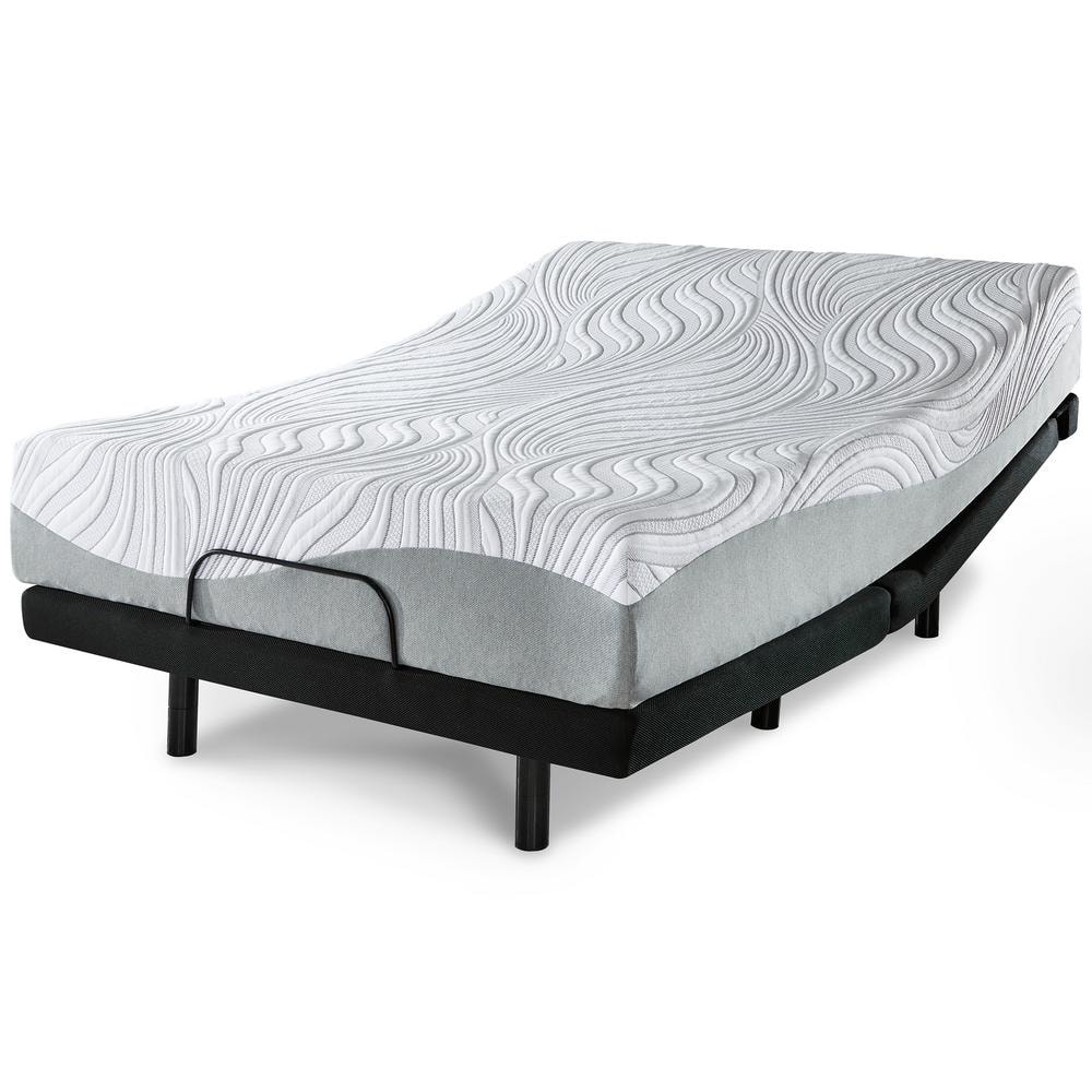White Twin Adjustable Bed with Memory Foam Mattress