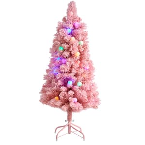 4 ft. Holiday Frosted Pink Cashmere Artificial Christmas Tree with 30 Jumbo Multicolored Globe LED Lights