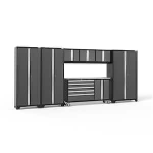 Bold Series 7-Piece 24-Gauge Stainless Steel Garage Storage System in Charcoal Gray (174 in. W x 77 in. H x 18 in. D)