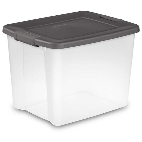  Sterilite 7.5 Qt Gasket Box, Stackable Storage Bin with  Latching Lid and Tight Seal, Plastic Container to Organize Basement, Clear  Base, Lid, 6-Pack : Home & Kitchen