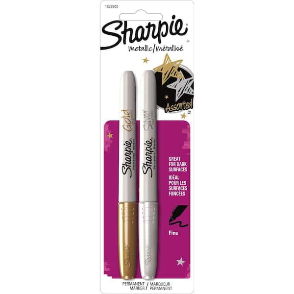 Sharpie Metallic Gold and Metallic Silver Fine Point Permanent Marker  (2-Pack) 1829202 - The Home Depot