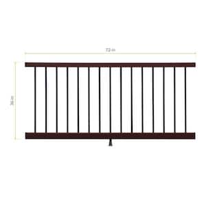 Enhance 6 ft. W x 36 in. H Vintage Lantern Composite Brown Rail with Black Round Aluminum Baluster Kit-Horizontal