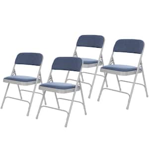 Bernadine Dining Folding Chair with Fabric Seat, Imperial Blue/Grey Frame (Pack of 4)