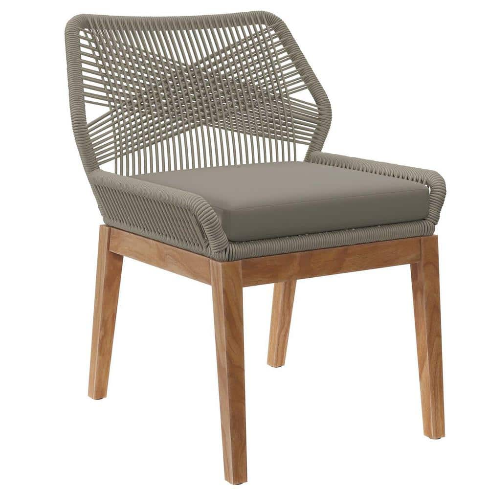 MODWAY Wellspring Outdoor Patio Teak Wood Dining Chair In Light Gray ...