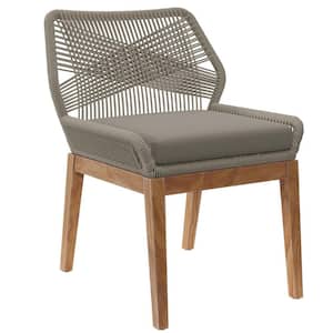 Wellspring Outdoor Patio Teak Wood Dining Chair in Light Gray Greige
