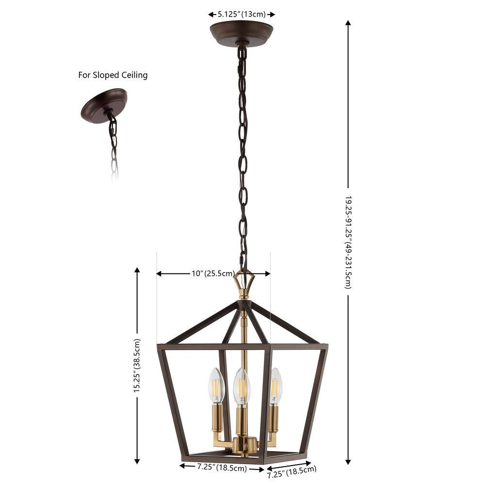 Ojai 10" Black and Gold Iron LED Pendant Lantern