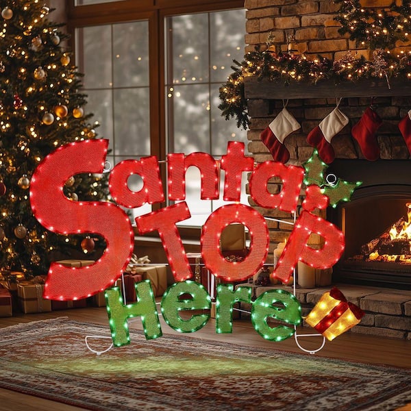 Starfree 47 in. W Outdoor Christmas Decoration Santa Stop Here