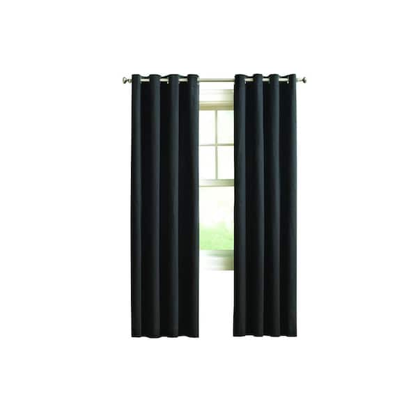 Home Decorators Collection Semi-Opaque Black 290 GSM Curtain - 50 in. W x 108 in. L