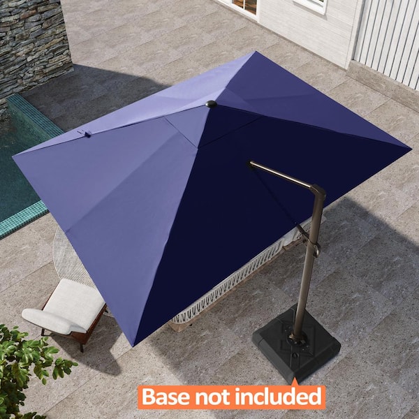 13 ft. x 10 ft. Rectangular Heavy-Duty 360-Degree Rotation Cantilever Patio Umbrella in Navy Blue