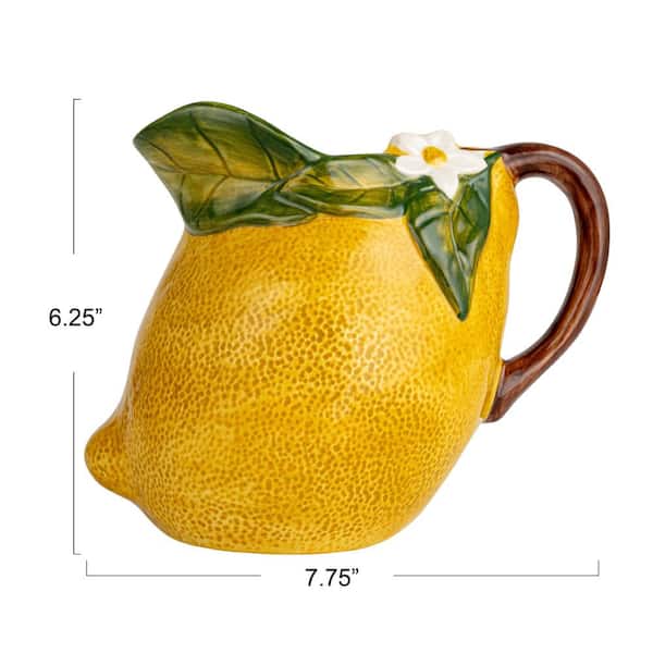 Lemon 52、53、85 Storied Home 40 fl. oz. Yellow Hand-Painted Stoneware Lemon