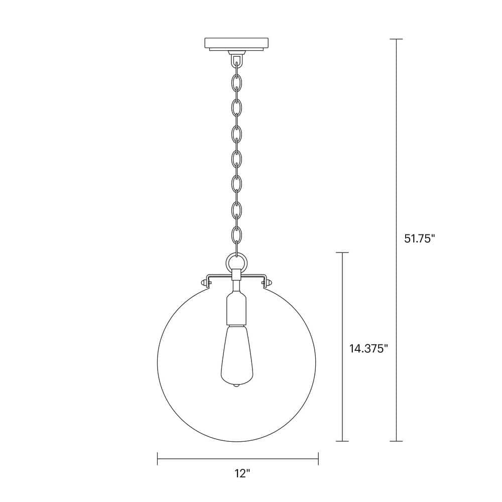 Kate 12" Clear Glass Globe Pendant in Satin Brass