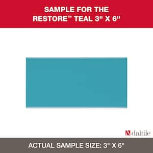 Restore Teal 3 in. x 6 in. Glazed Ceramic Subway Sample Tile