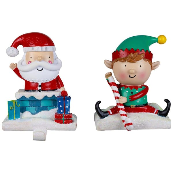 Santa and Elf Christmas Stocking Holders-5"-Set of 2