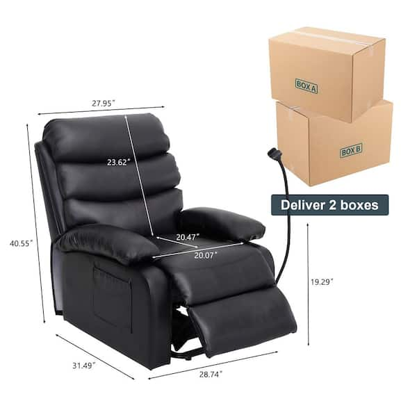 Pinksvdas Black Remote Controlled Tech Leather Power Recliner Lift