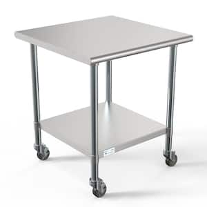 30 in. x 30 in. Stainless Steel Kitchen Utility Table with Casters