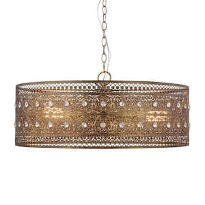 Brianna 3-Light Chandelier with Brass and Crystal Shade