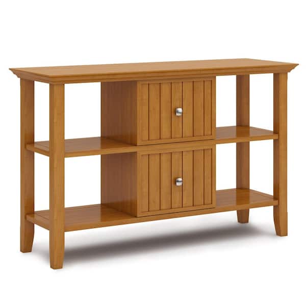 Simpli Home Acadian Solid Wood 48 in. Wide Transitional Console Sofa Table in Light Golden Brown