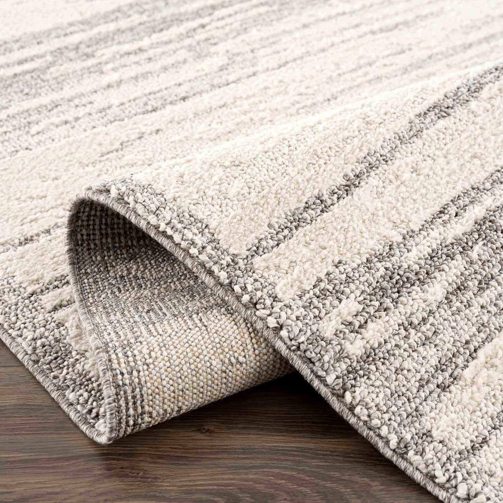 Gray and Beige Polypropylene Runner Rug 2'7" x 7'3"