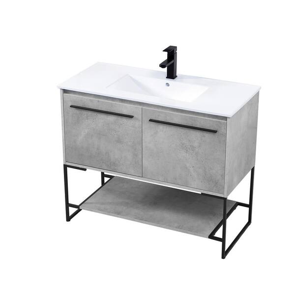 Single Bath Vanity In Concrete Grey, Concrete Bathroom Vanity