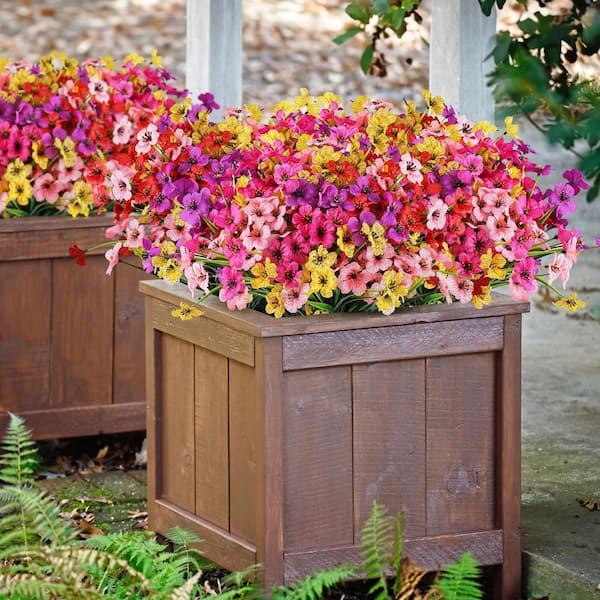 Unbranded 20-Bundles Multi-Colored Artificial Flowers for Outdoor Outside Spring Summer Decoration Faux Flowers
