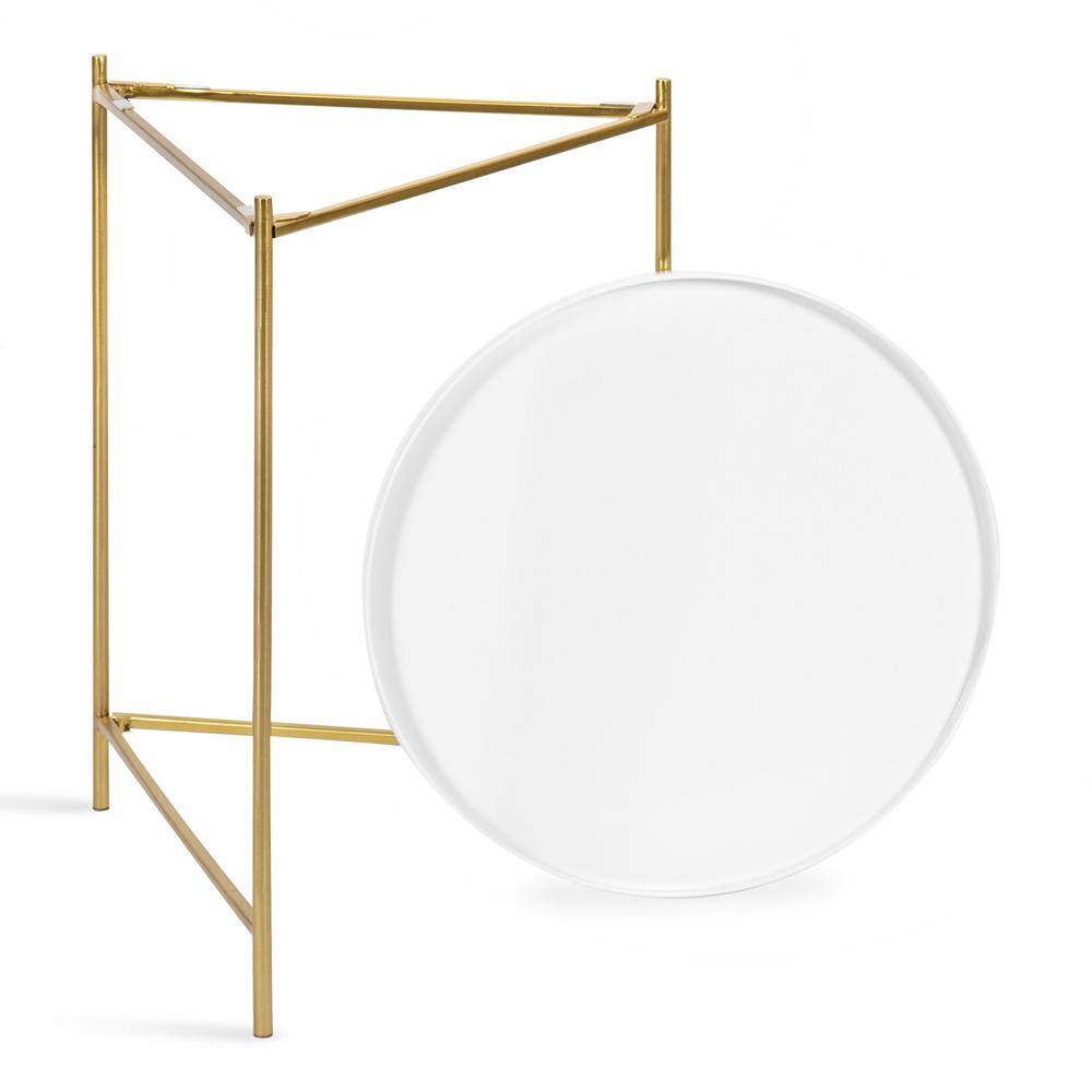 Ulani Modern Geometric Nesting Tables in Polished Gold and Gray