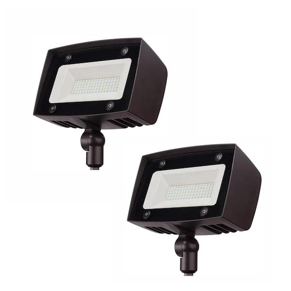 PROBRITE High-Output 350-Watt Equivalent Integrated Outdoor LED Flood Light, 5000 Lumens, Dusk to Dawn Outdoor Light (2-Pack)
