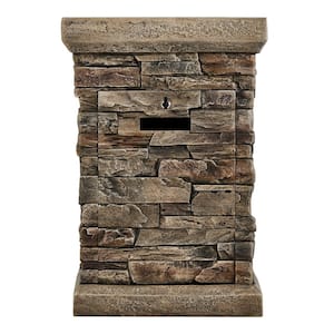 19 in. W x 29 in. H Square Stacked Stone Fire Column