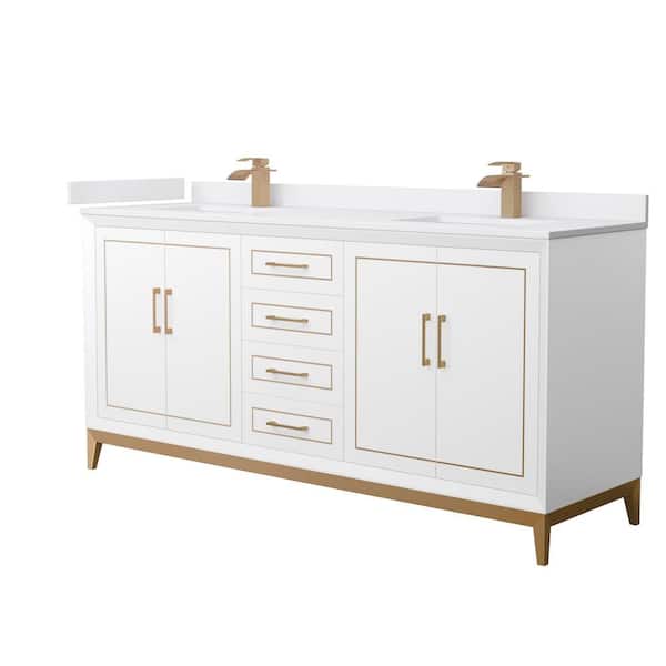 Wyndham Collection Marlena 72 in. W x 22 in. D x 35.25 in. H Double Bath Vanity in White with White Cultured Marble Top