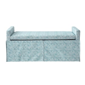 Amelia Blue 50.2 in. Linen Bedroom Bench Backless Upholstered