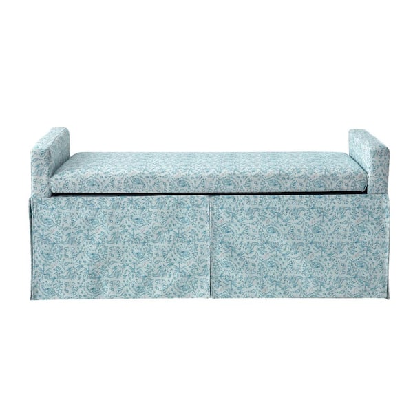 HomeRoots Amelia Blue 50.2 in. Linen Bedroom Bench Backless Upholstered