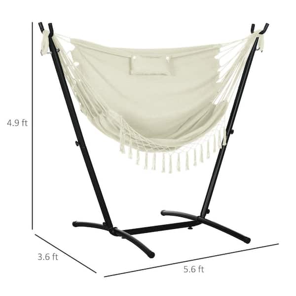 Boosicavelly 66.90 in. 1-Person White Metal Hammock Patio Swing Hanging Lounge Chair with Side Pocket