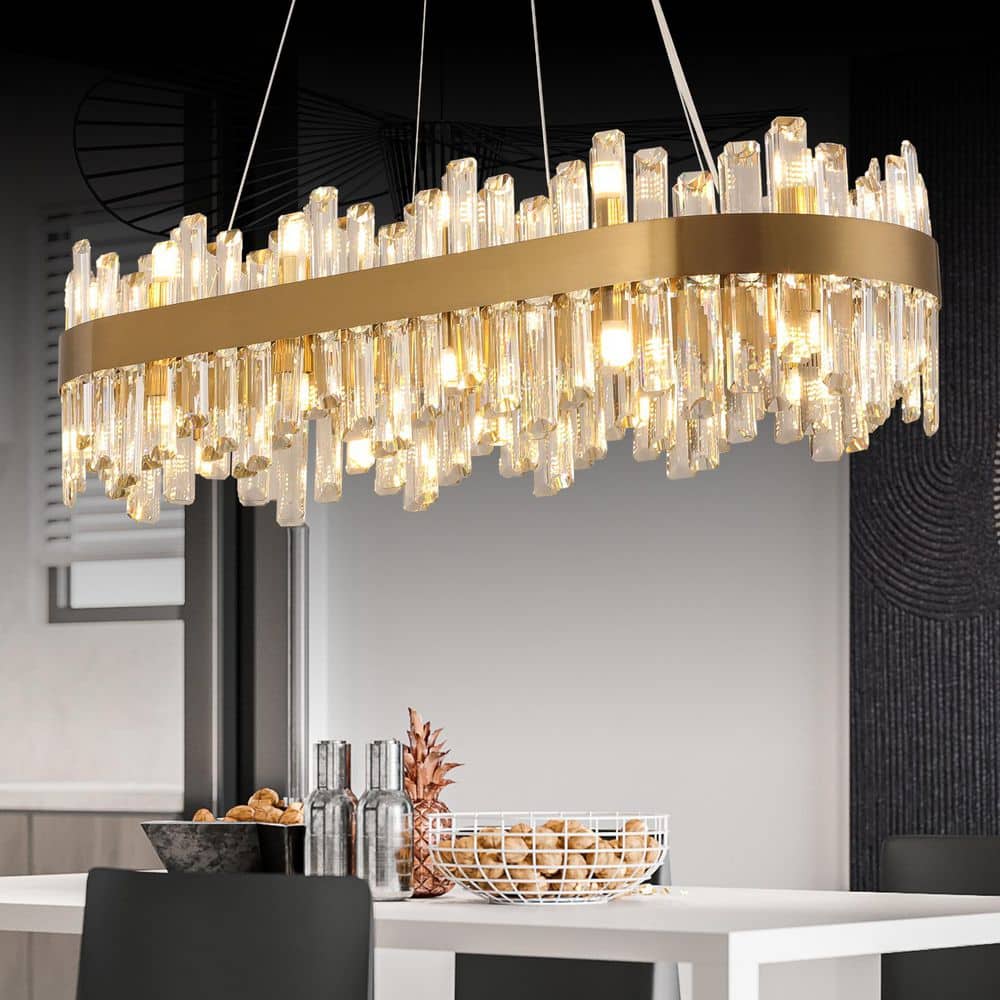 24-Light Modern Luxury Gold Crystal Chandelier for Dining Room, Bedroom, Fr