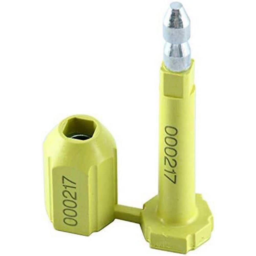 DUEBASS 250 Pcs Bolt Seals With Print Progressive Numbering - Disposable Truck & Container Seals For Cargo Containers, Trailers, Yellow