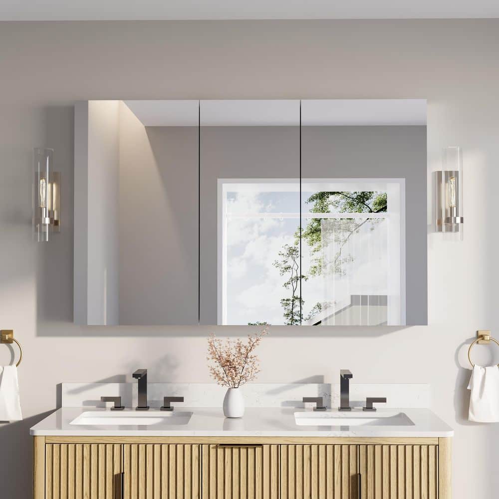 56 in. W x 36 in. H Rectangular Combo Recess/Surface Mount Medicine Cabinet with Mirror, Soft Close Door price history on PriceWatchPro