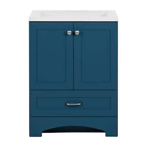 Lancaster 24 in. W x 19 in. D x 33 in. H Single Sink Bath Vanity in Admiral Blue with White Cultured Marble Top