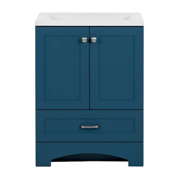 Lancaster 25 in. Single Sink Admiral Blue Bath Vanity with White Cultured Marble Top (Assembled)