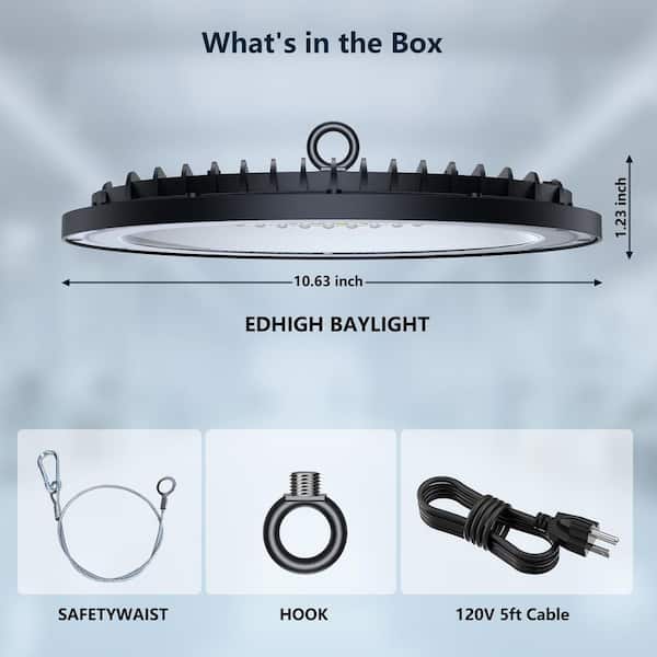 AIKVSXER 10.6 in. Black Integrated LED UFO High Bay Light 45000