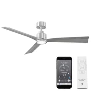 Clean 52 in. Indoor/Outdoor Brushed Aluminum 3-Blade Smart Compatible Ceiling Fan with LED Light Kit and Remote Control