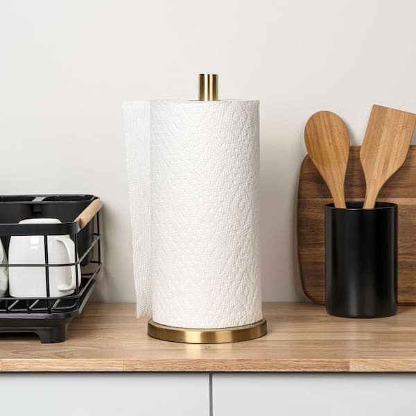 Avery Modern Classic Metal with Non Slip Weighted Base Paper Towel Holder, Gold