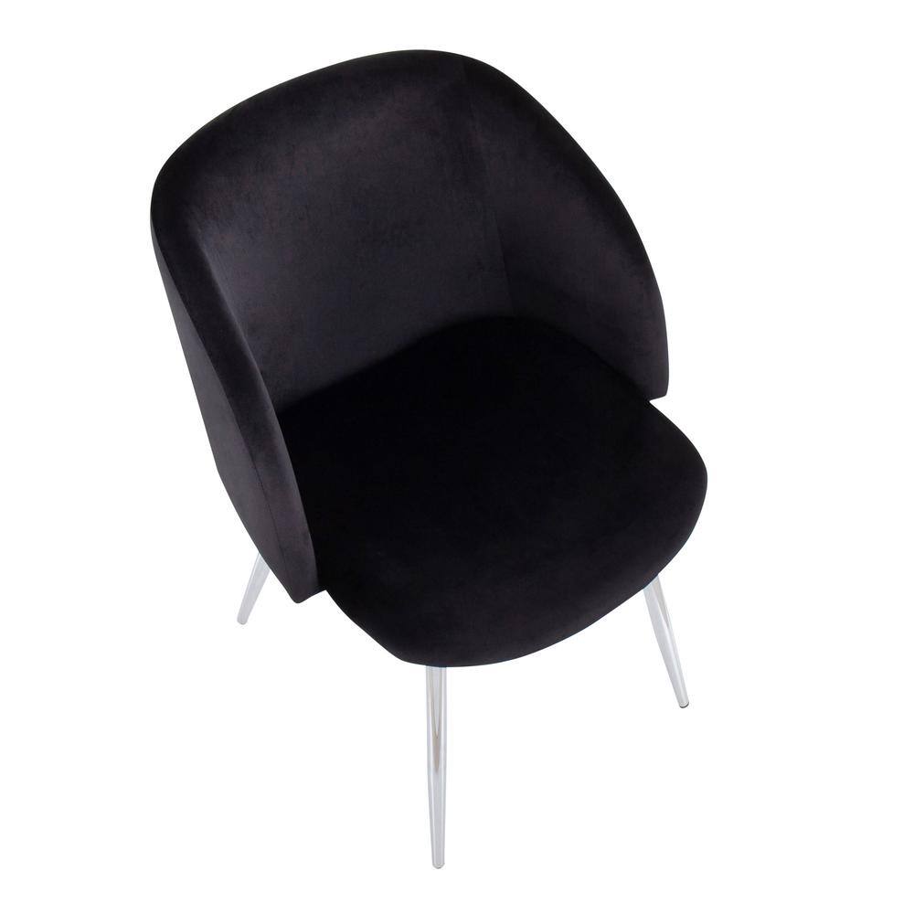 Contemporary Black Velvet Upholstered Dining Chair with Metal Legs