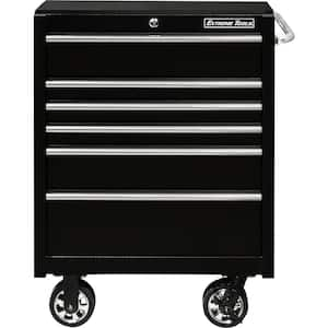 PWS Series 30in. W x 25 in. D x 42.5 in. H 6-Drawer Roller Cabinet 100 lbs. Slides Textured Black w/Chrome Drawer Pulls