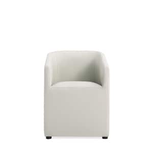 Anna Light Stone Grey Round Faux Leather Dining Armchair