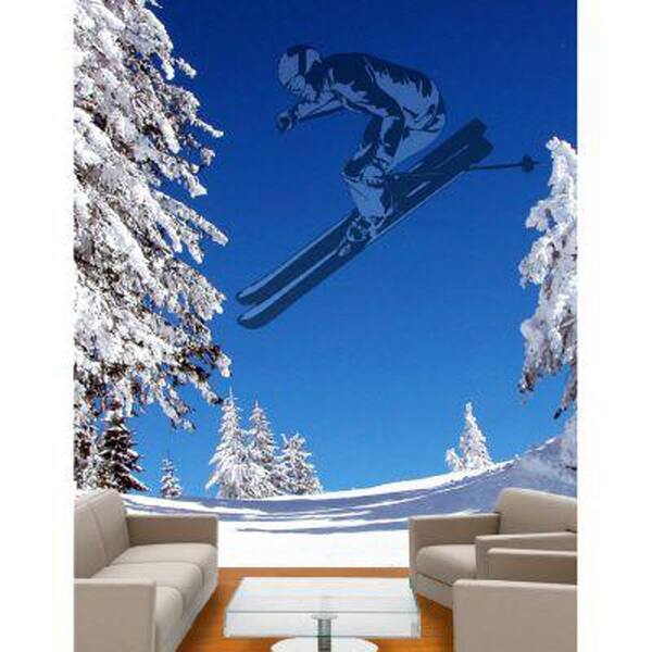 Sudden Shadows 47 in. x 25 in. Skier Wall Decal